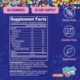 Format végan des gommes mélatonine 20 mg, sans gélatine et sans allergènes majeurs.