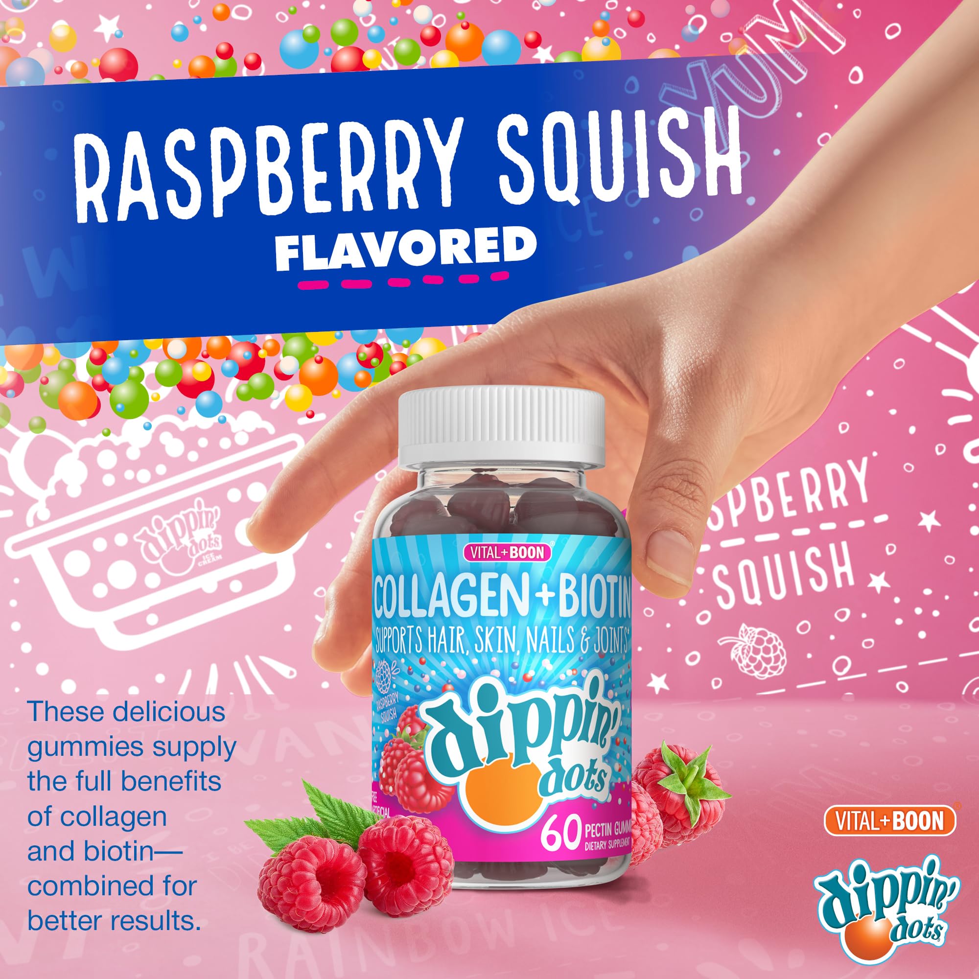 Vital+Boon Dippin' Dots – présentation en plat, aspect gourmand et sain
