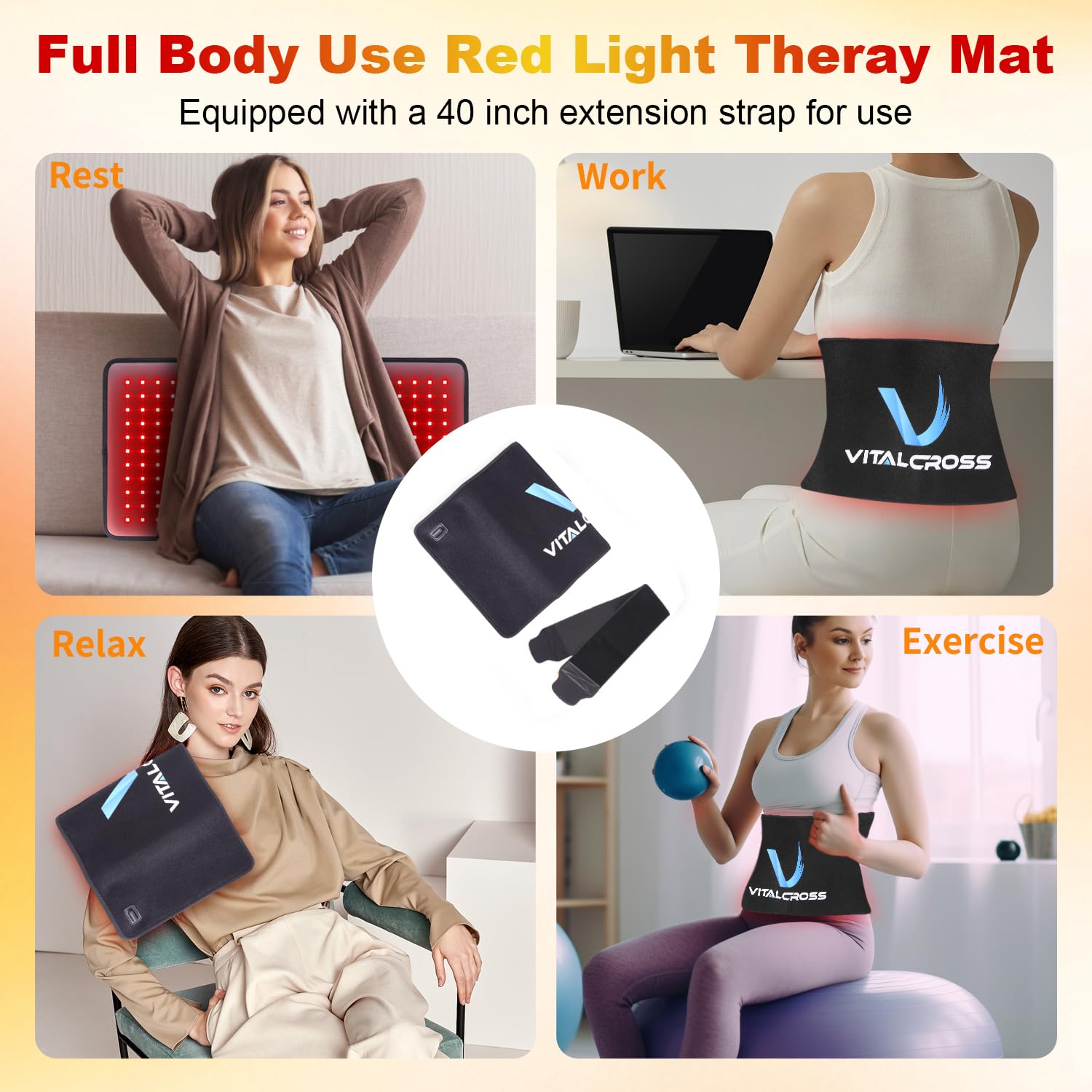 Sangle réglable du tapis VitalCross assurant un maintien confortable.