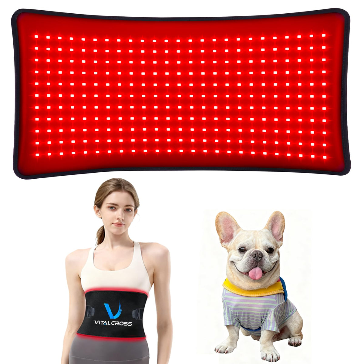 VitalCROSS tapis thérapie lumière rouge 24x12 pouces, favorise la circulation et le confort du corps.