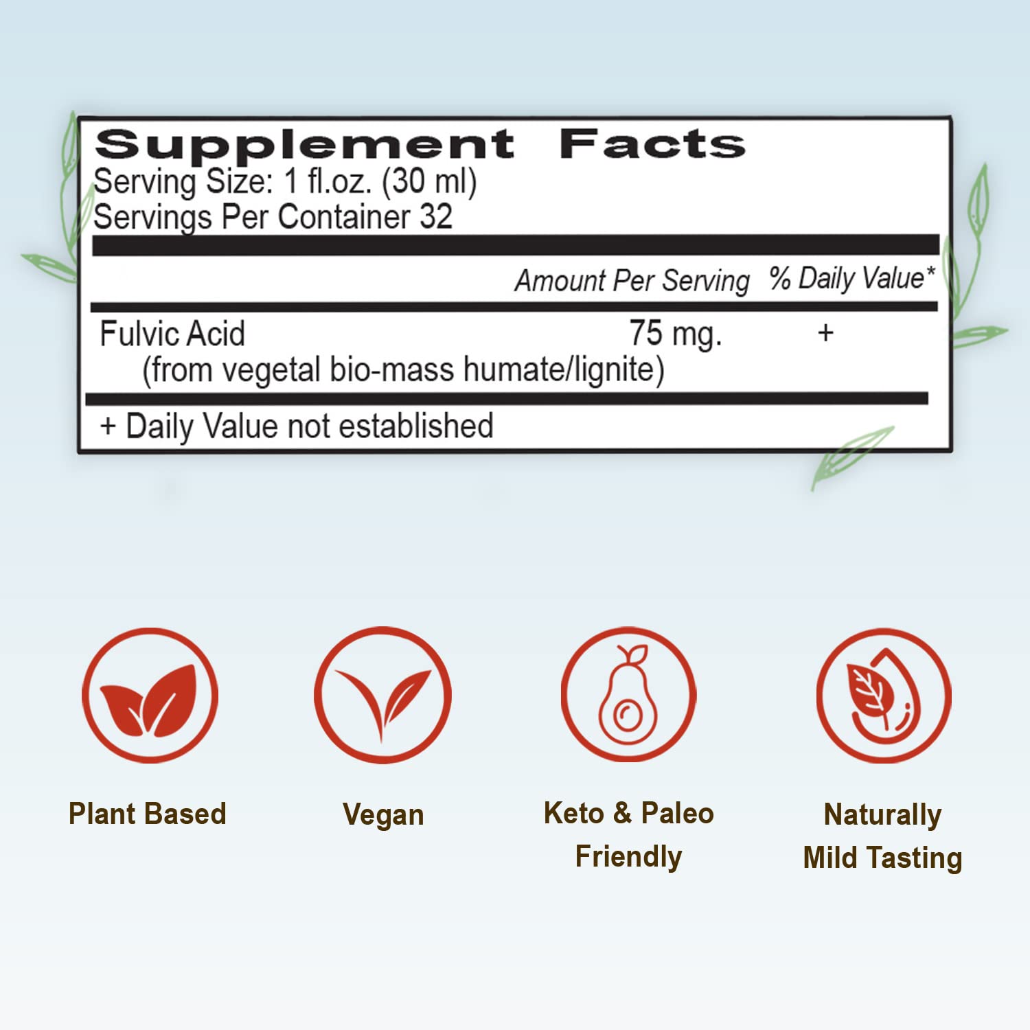 Vital Earth Minerals Fulvic, pH alcalin 7,8–9,0 pour équilibre potentiel.