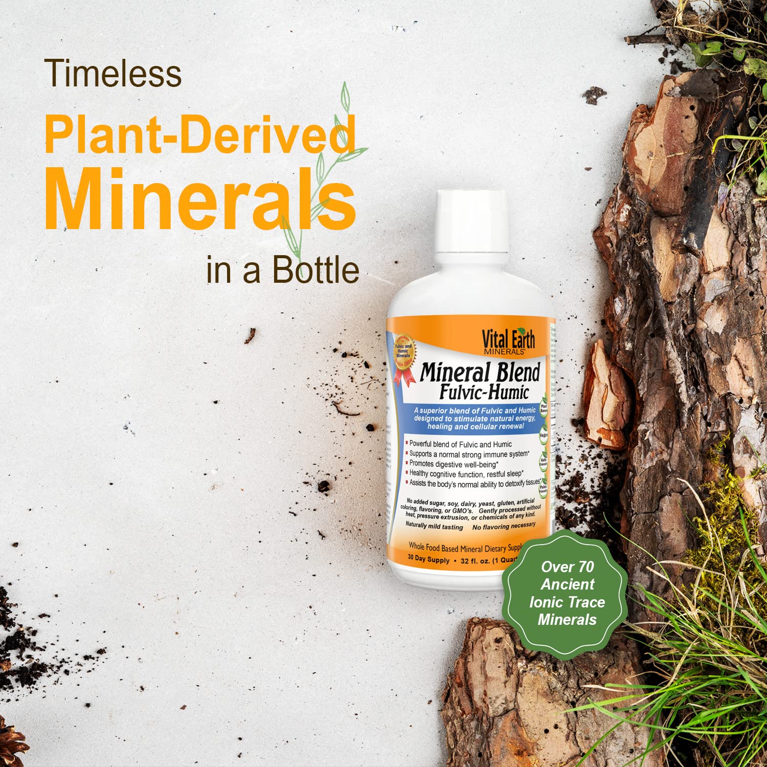 Vital Earth Minerals – bouteille prête à être diluée dans l’eau non chlorée.
