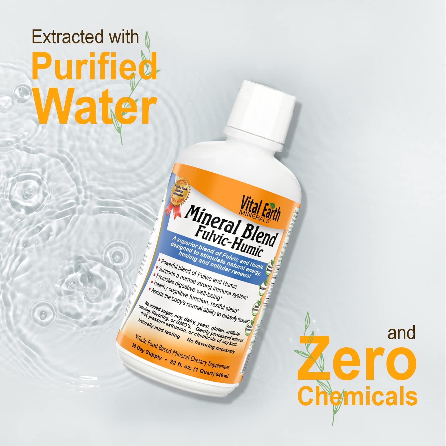 Vital Earth Minerals – gobelet doseur, plastique sûr pour faciliter la prise.
