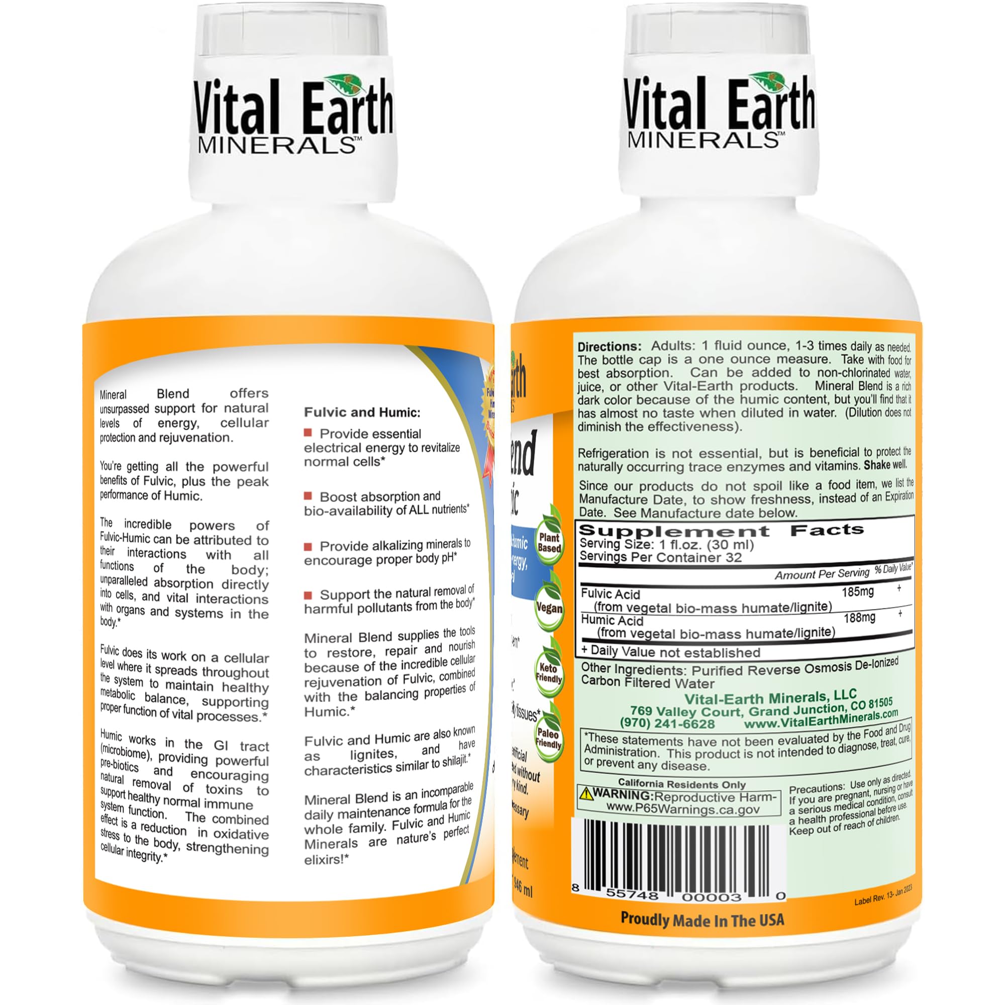 Vital Earth Minerals bouteille-liquide: solution neutre à doser facilement.