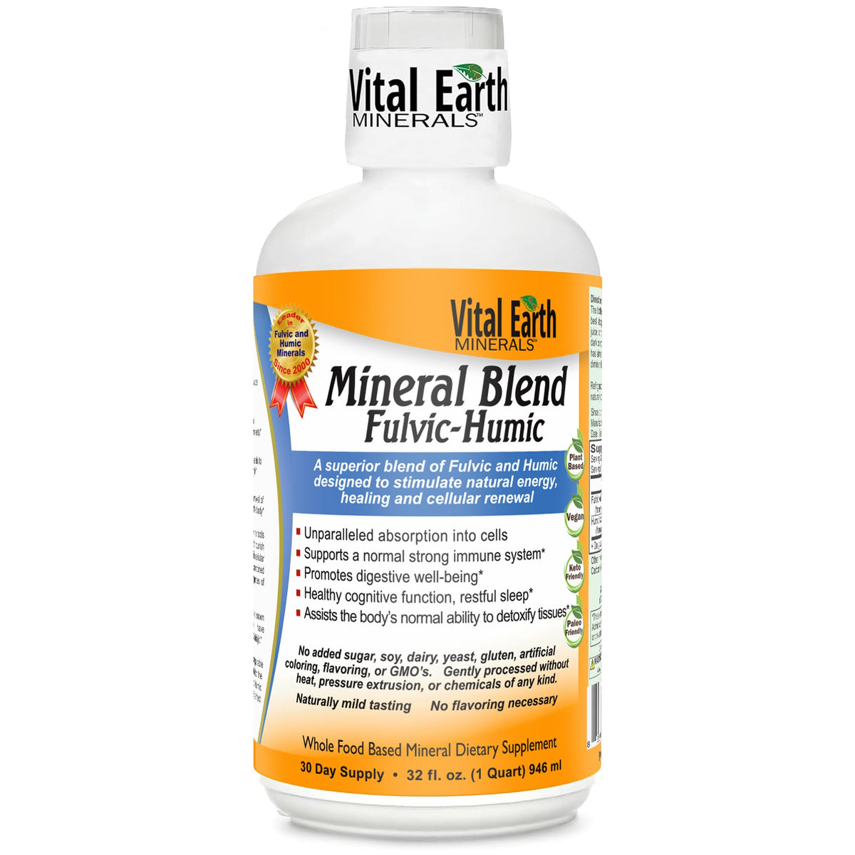 Vital Earth Minerals bouteille mélange fulvique humique en liquide, énergie naturelle