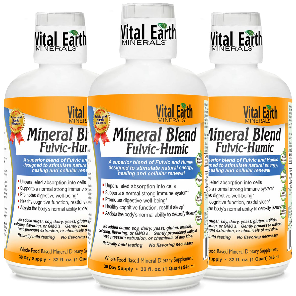 Vital Earth Minerals trio-bouteilles: pack pratique pour un apport minéral quotidien.
