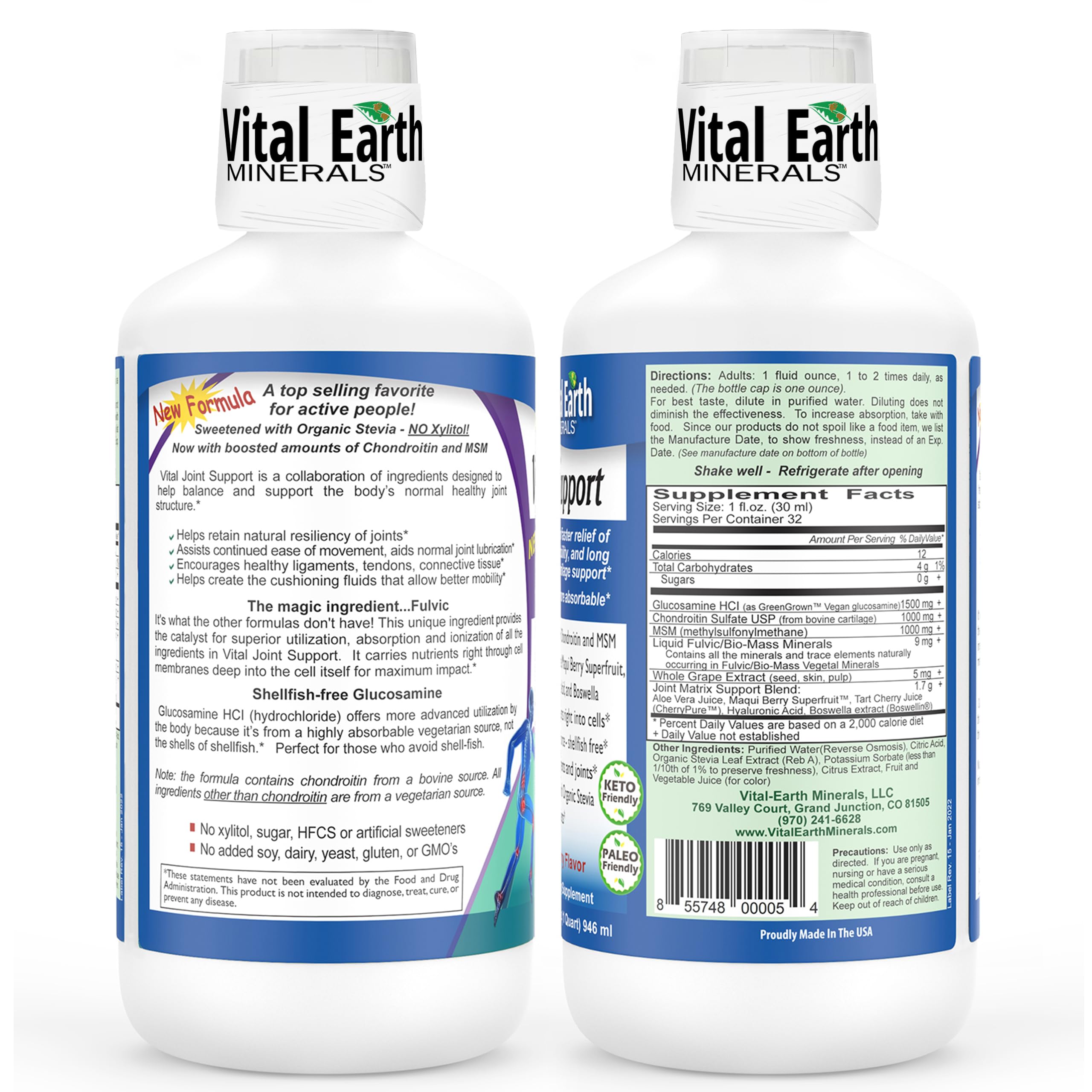 Vital Earth Minerals – versement dans l'eau, dégustation agréable après le repas.