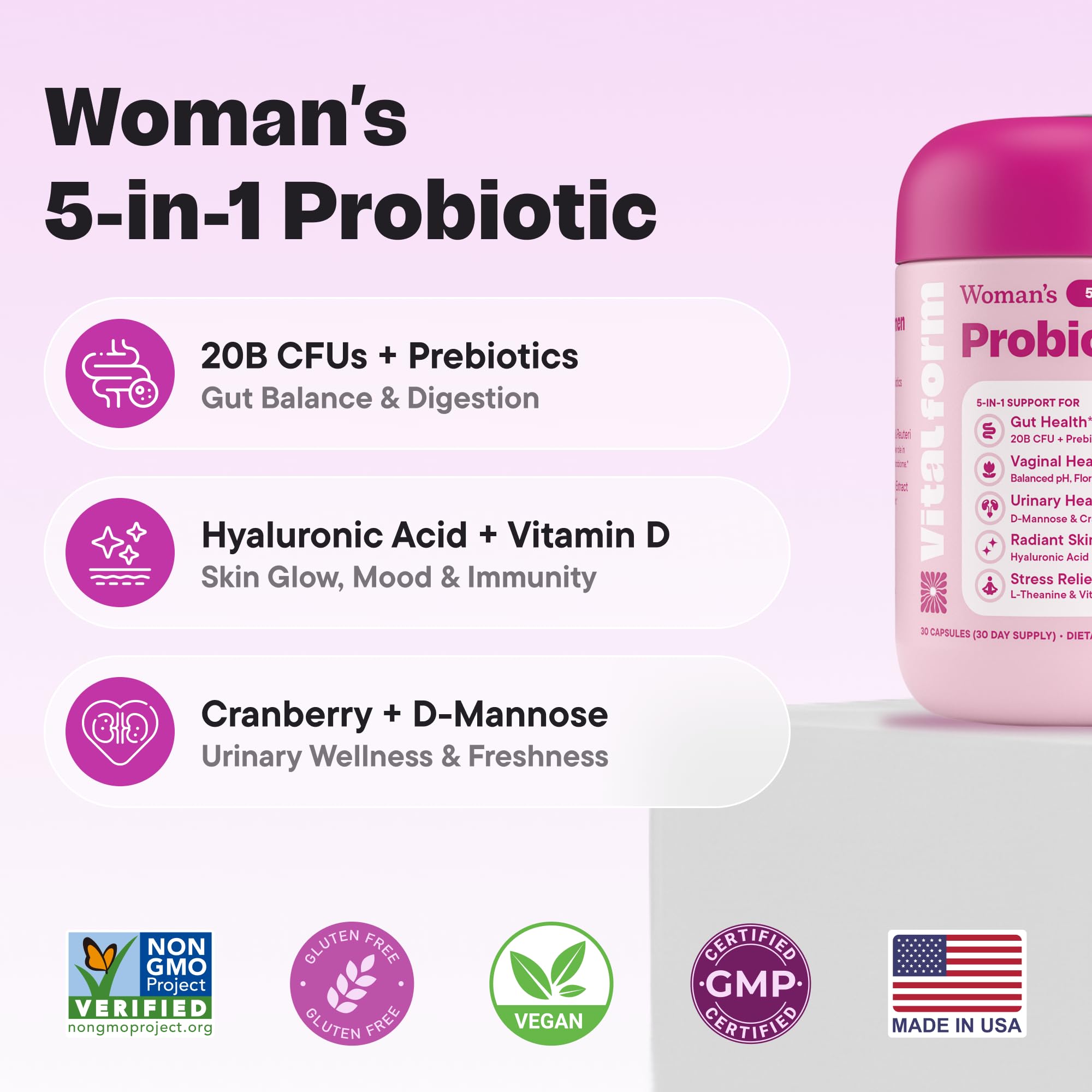 VitalForm bouteille-digestif: soutien de la flore féminine et équilibre intestinal.
