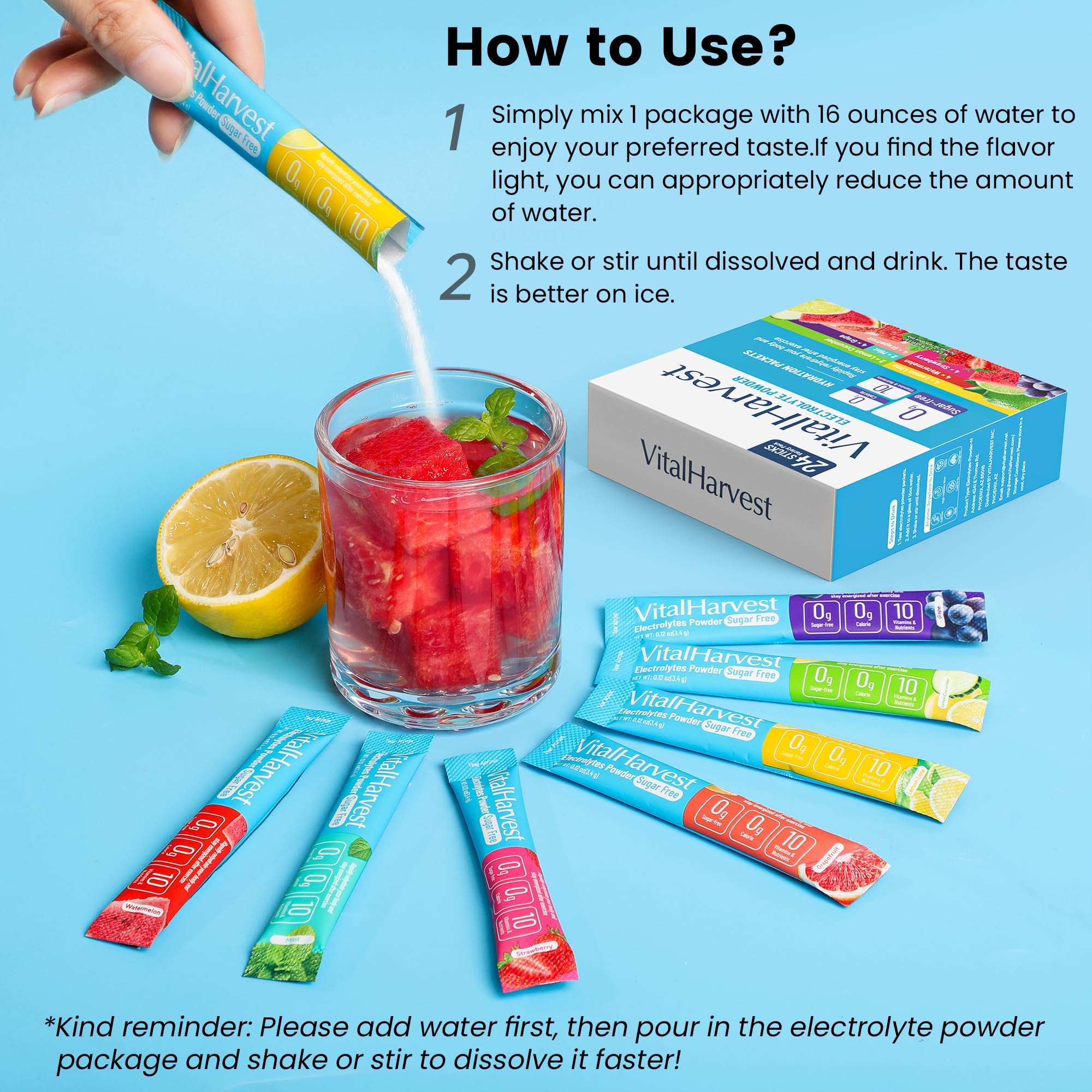 VitalHarvest goût citron concombre, saveur légère et hydratation au travail.