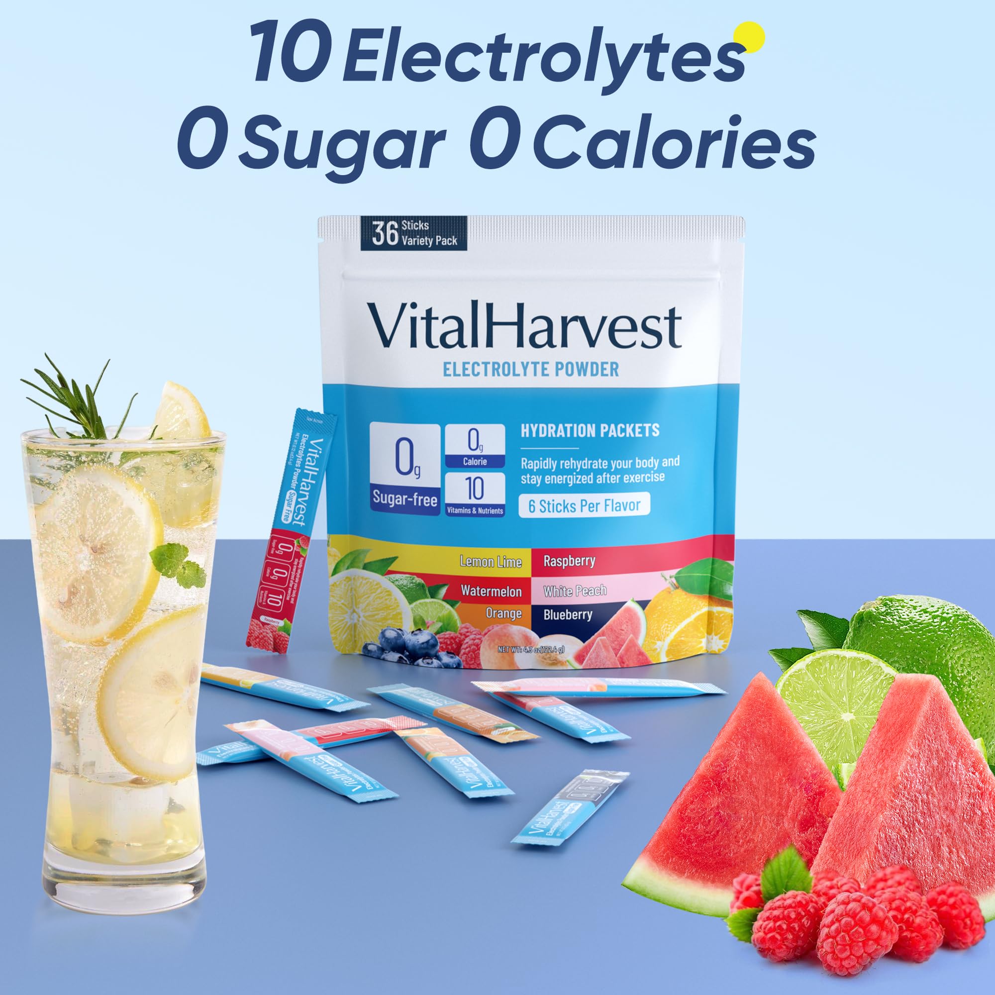 VitalHarvest peche-blanche, rafraîchissement sans sucre en déplacement