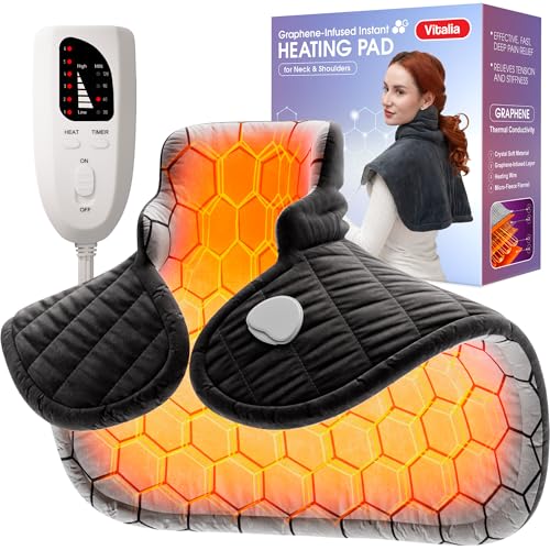 Coussin chauffant Graphène Vitalia, chaleur rapide pour soulager les tensions de la nuque.
