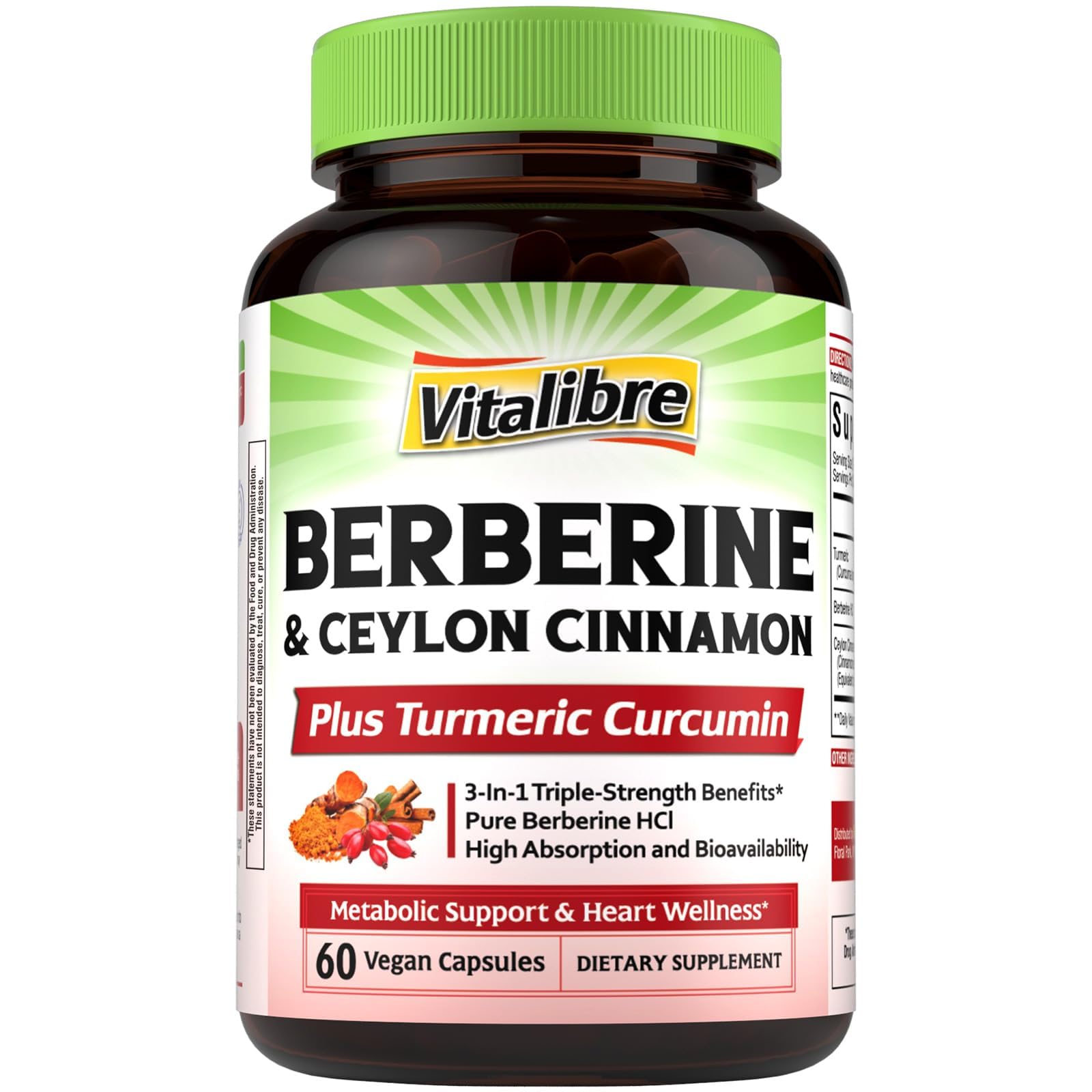 Vitalibre Berberine : bouteille pratique pour votre routine quotidienne soutenant le métabolisme.