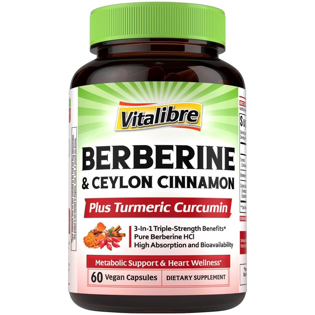 Vitalibre Berberine : bouteille pratique pour votre routine quotidienne soutenant le métabolisme.