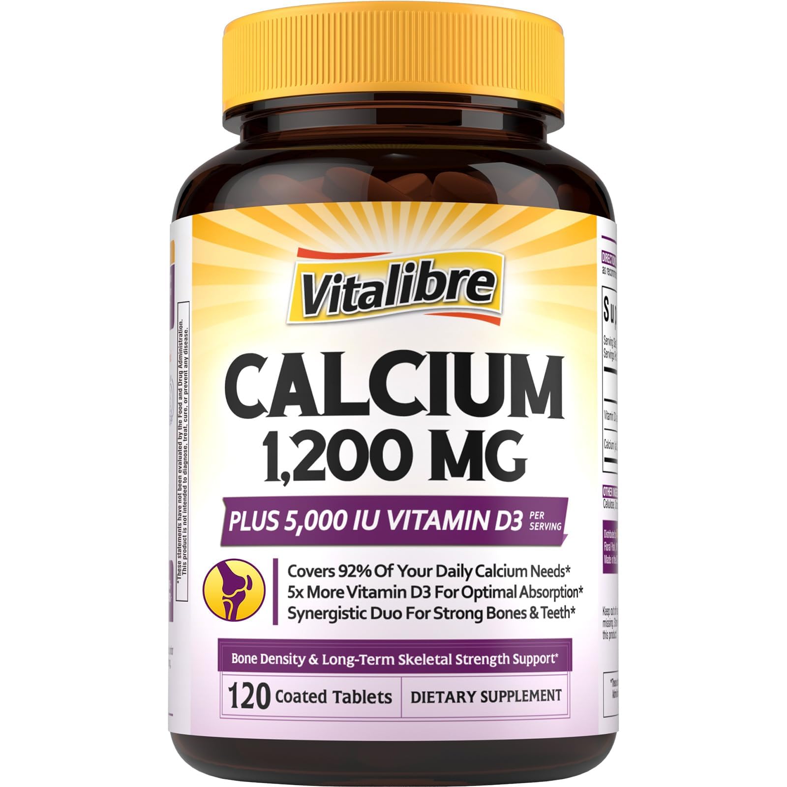 Vitalibre calcium 1200 mg: comprimés enduits dans une boîte pratique pour usage quotidien