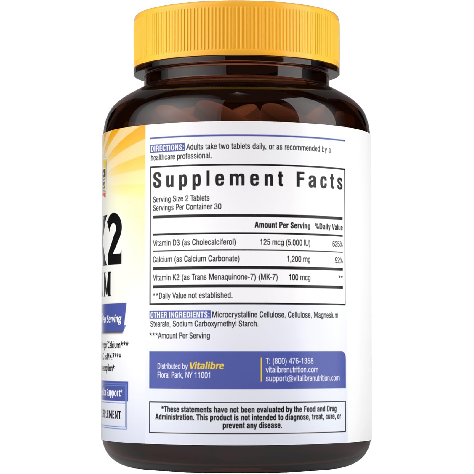 Vitalibre D3 K2 Calcium – formation osseuse durable et vitalité.