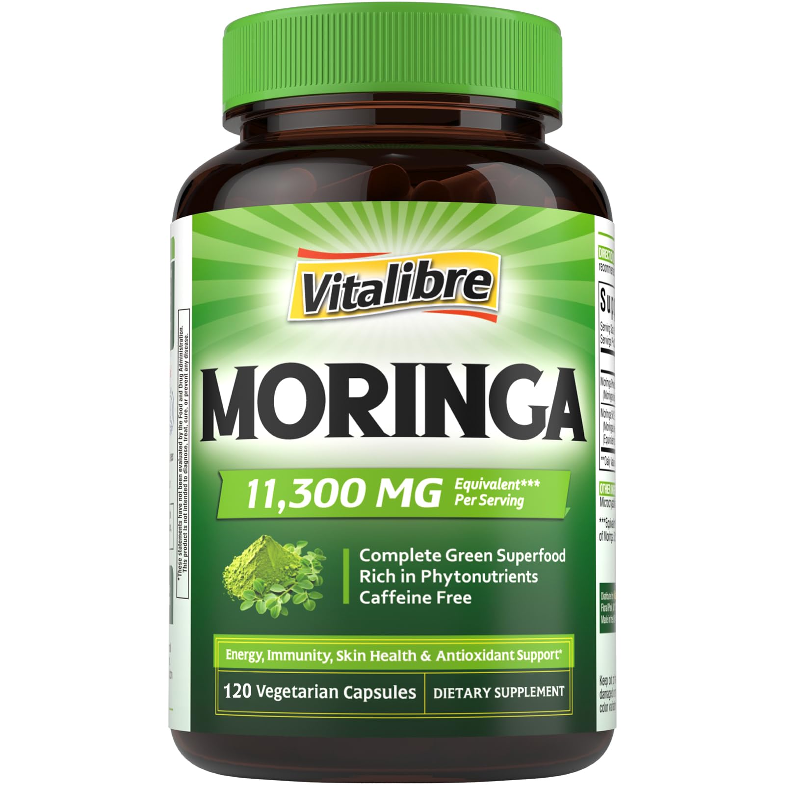 Vitalibre Moringa: bouteille, énergie naturelle sans caféine pour la journée