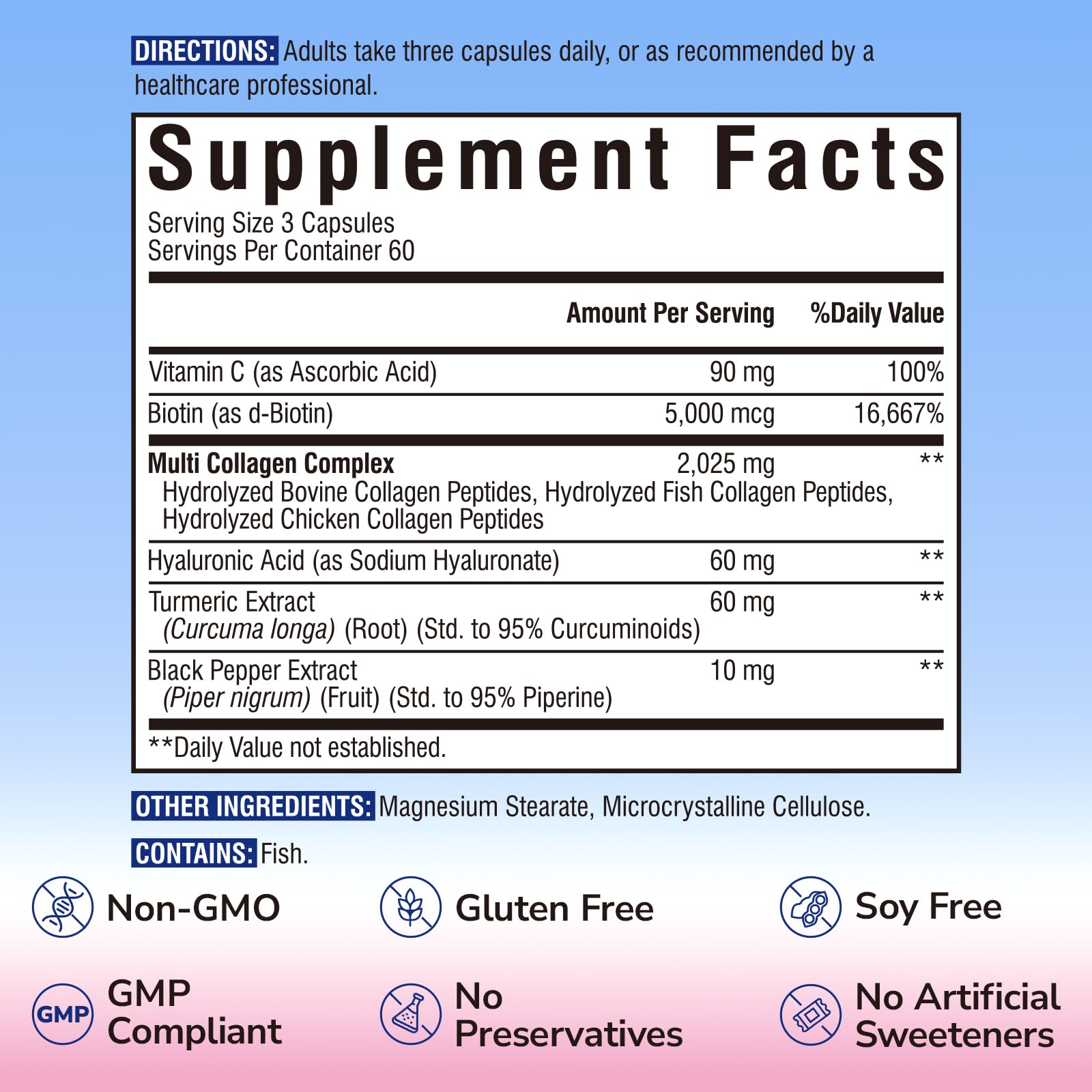 Vitalibre Multi Collagen – biotine et acide hyaluronique pour éclat et hydratation.