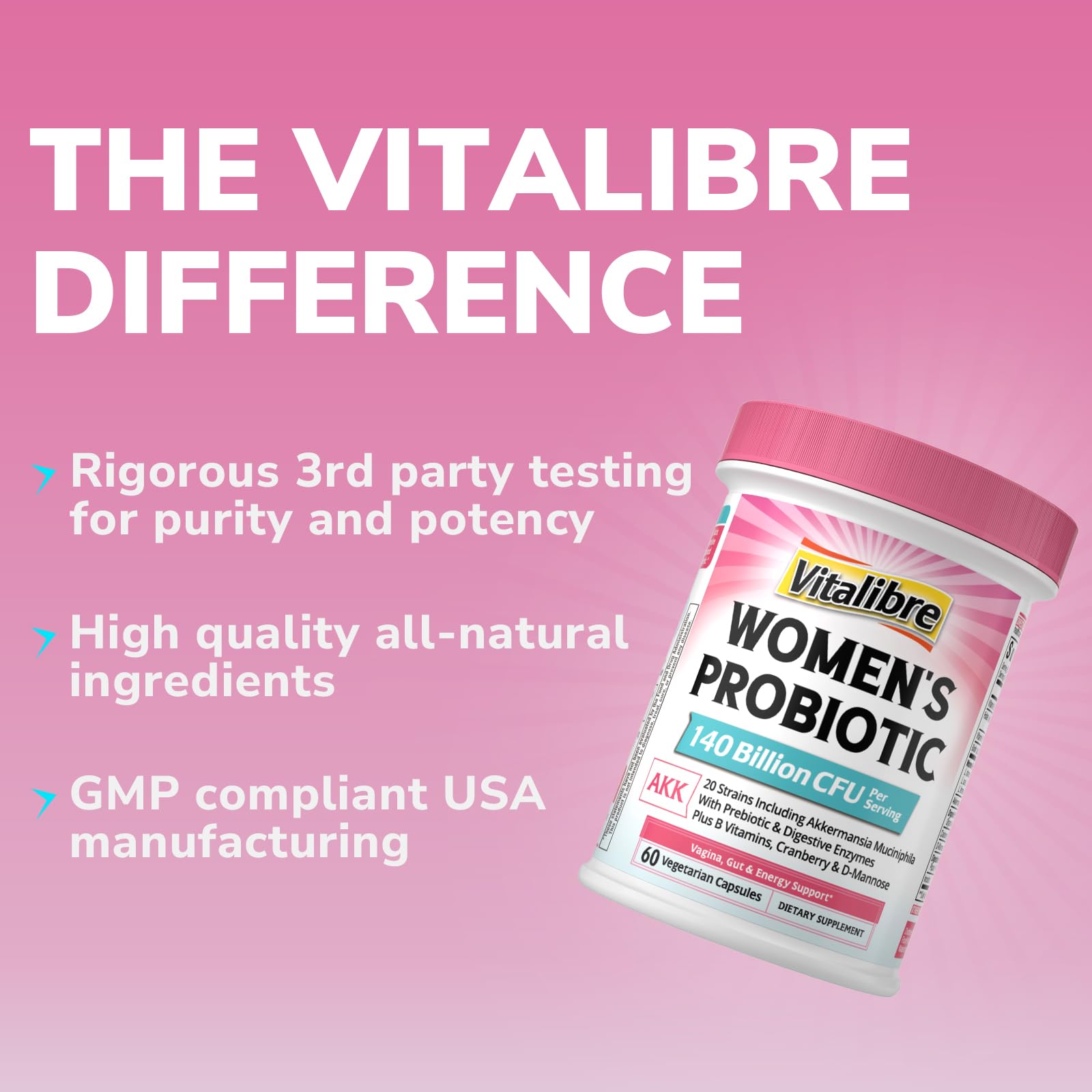 Utilisation quotidienne avec capsules à libération retardée de Vitalibre Probiotique Plus.