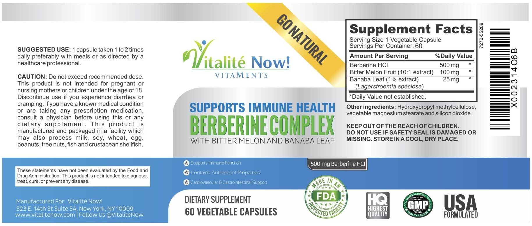 Vitalité Now Emballage des capsules, présentation pratique pour une utilisation quotidienne.