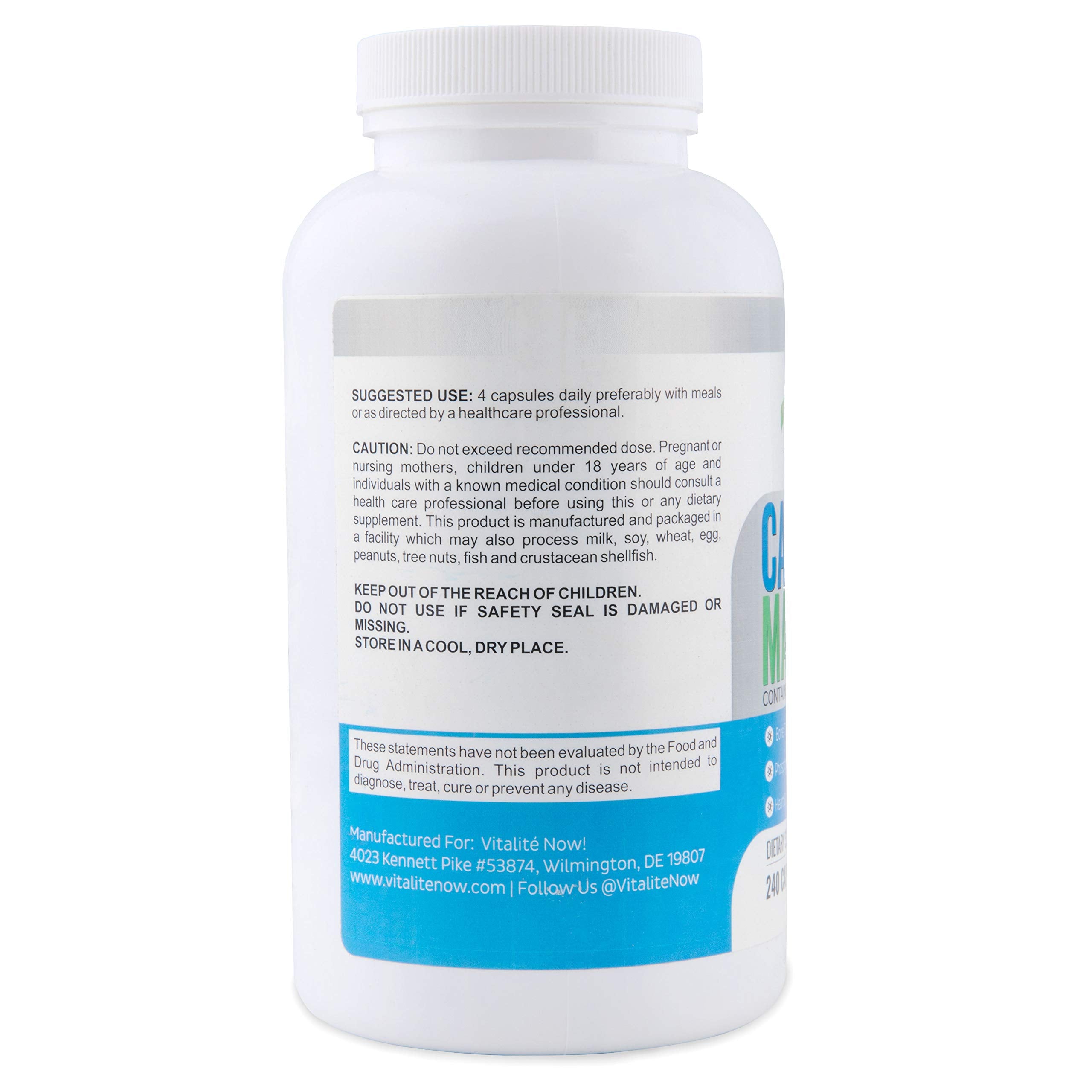 Vitalité Now etiquette-bouteille soulignant qualité et contrôles