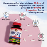 Vitalitown Magnésium Complex – étiquette indiquant les quatre formes chélatées et absorption améliorée.