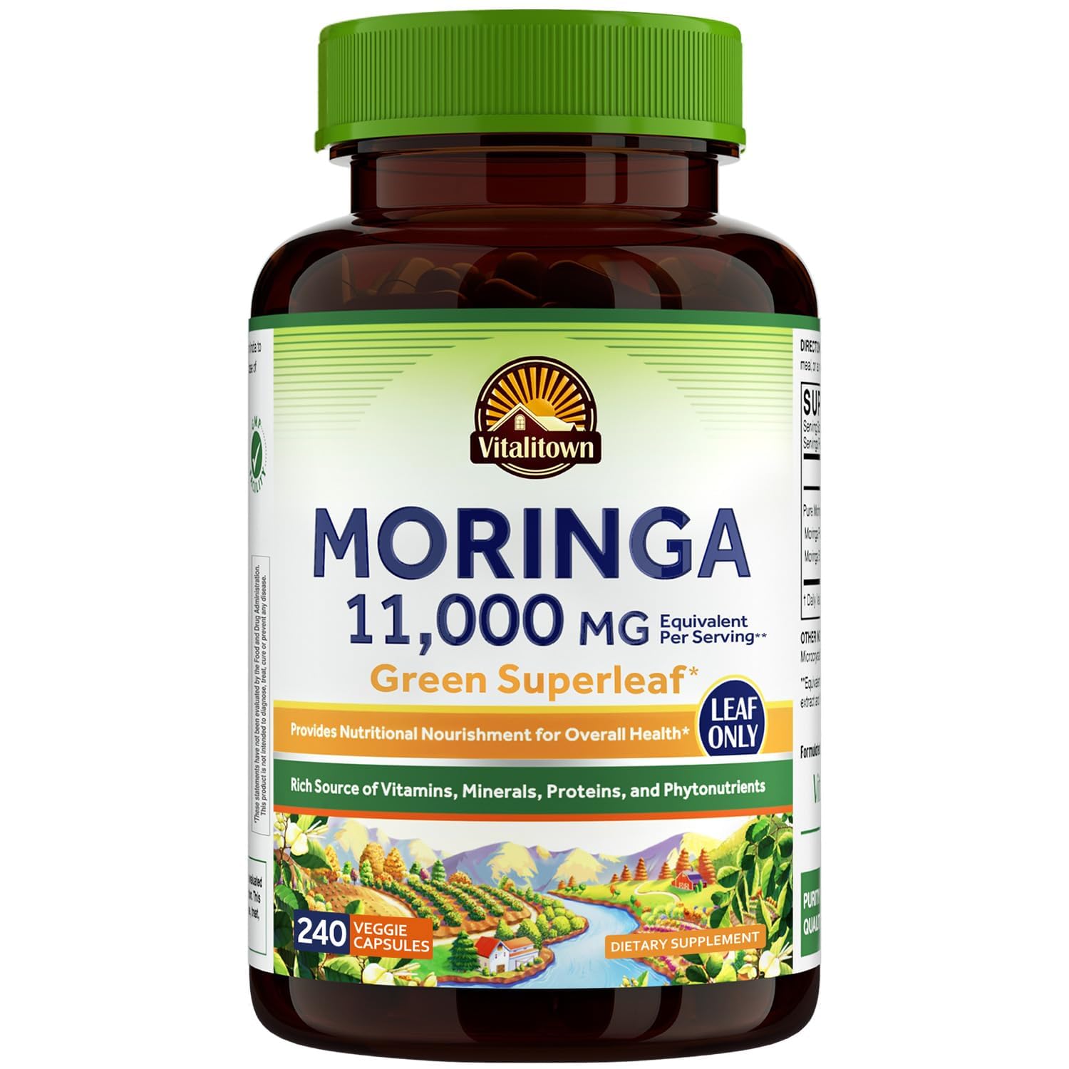 Vitalitown Moringa: bouteille visible, énergie naturelle au quotidien.