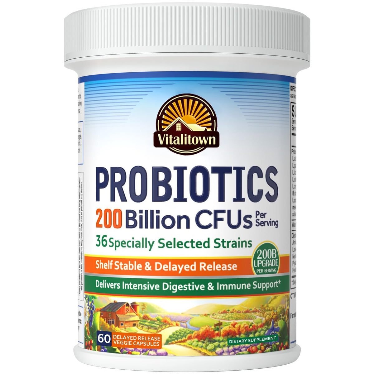 Vitalitown Probiotiques 200 Milliards – flacon haute concentration pour un soutien digestif pratique