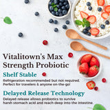 Vitalitown Probiotiques, libération retardée des capsules, survie possible dans l’estomac.