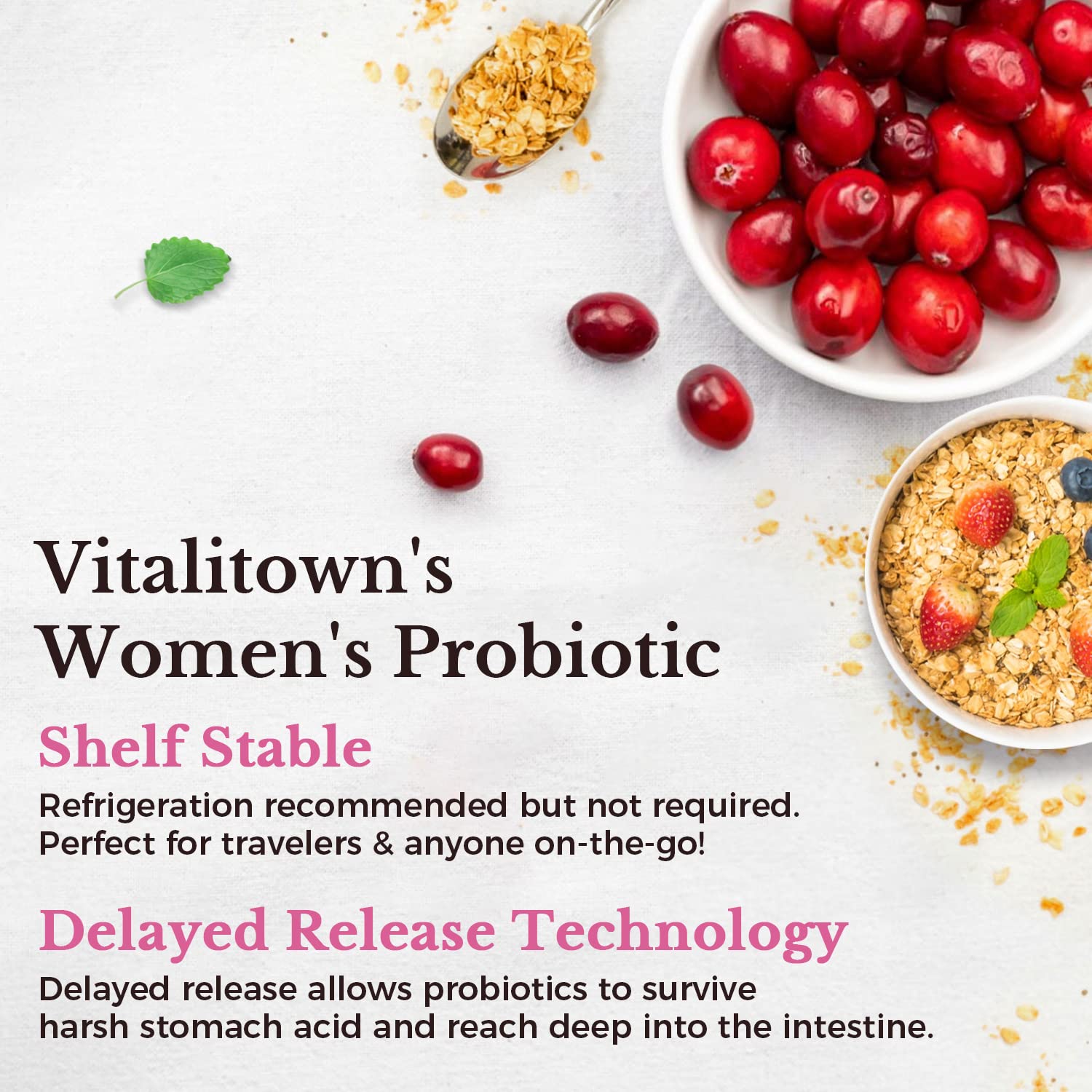 Vitalitown Probiotiques libération retardée – capsule protégeant les probiotiques jusqu'à l'intestin.
