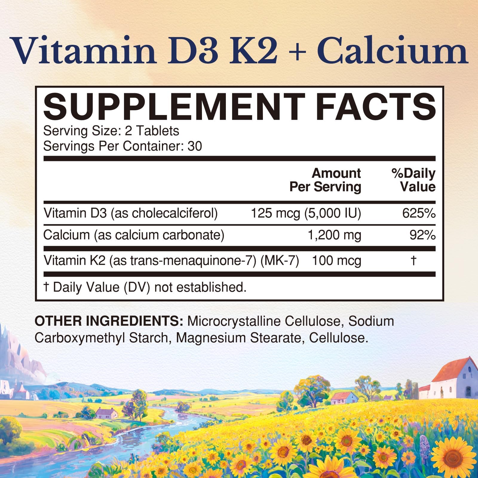 Vitalitown tablettes D3 K2 Calcium, capsules faciles à avaler