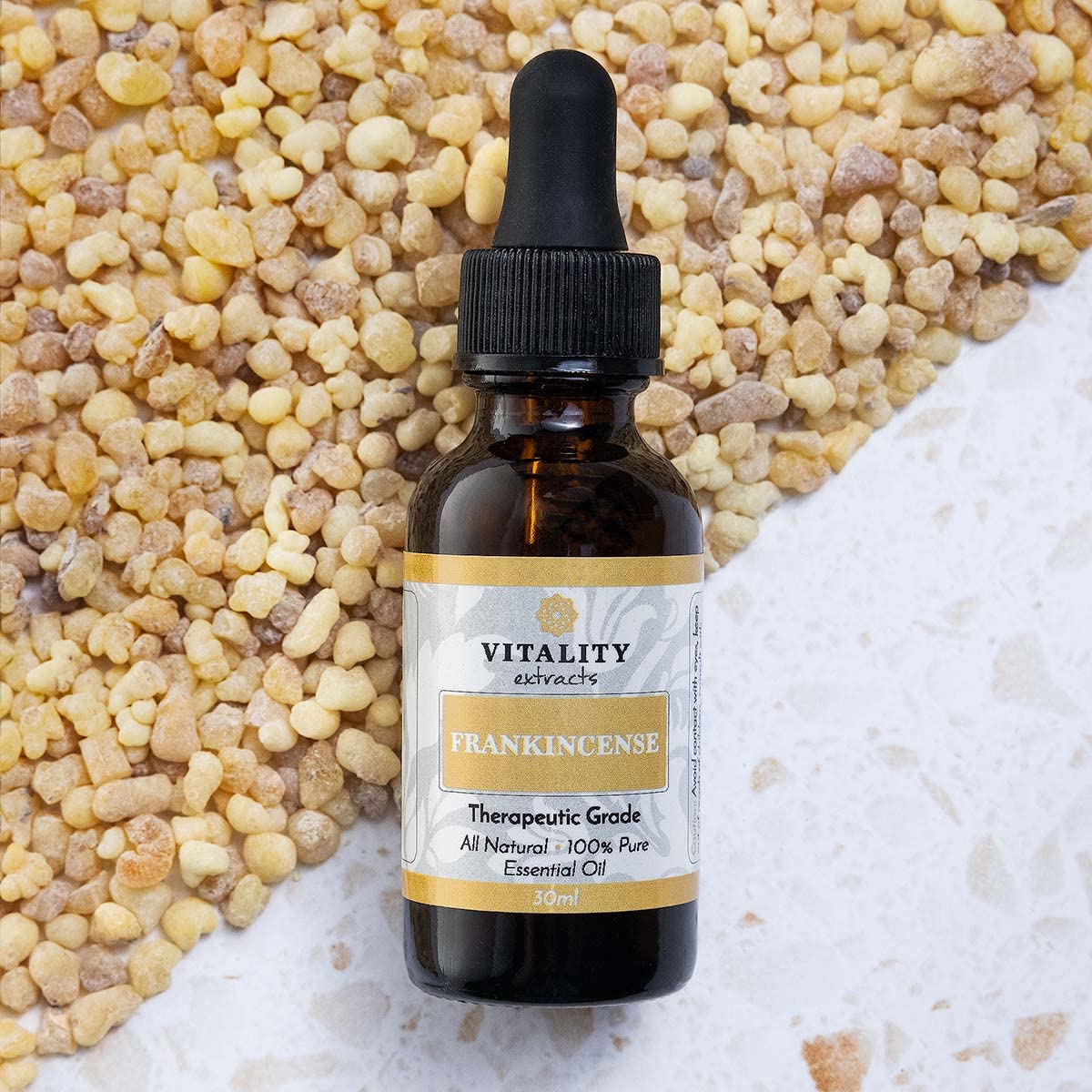 Vitality huile essentielle d'encens – usage topique sûr et dilué selon la sensibilité.