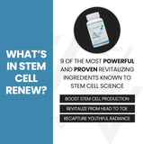 Vitality Now Stem Cell Renew : étiquette détaillant les informations et usages potentiels.
