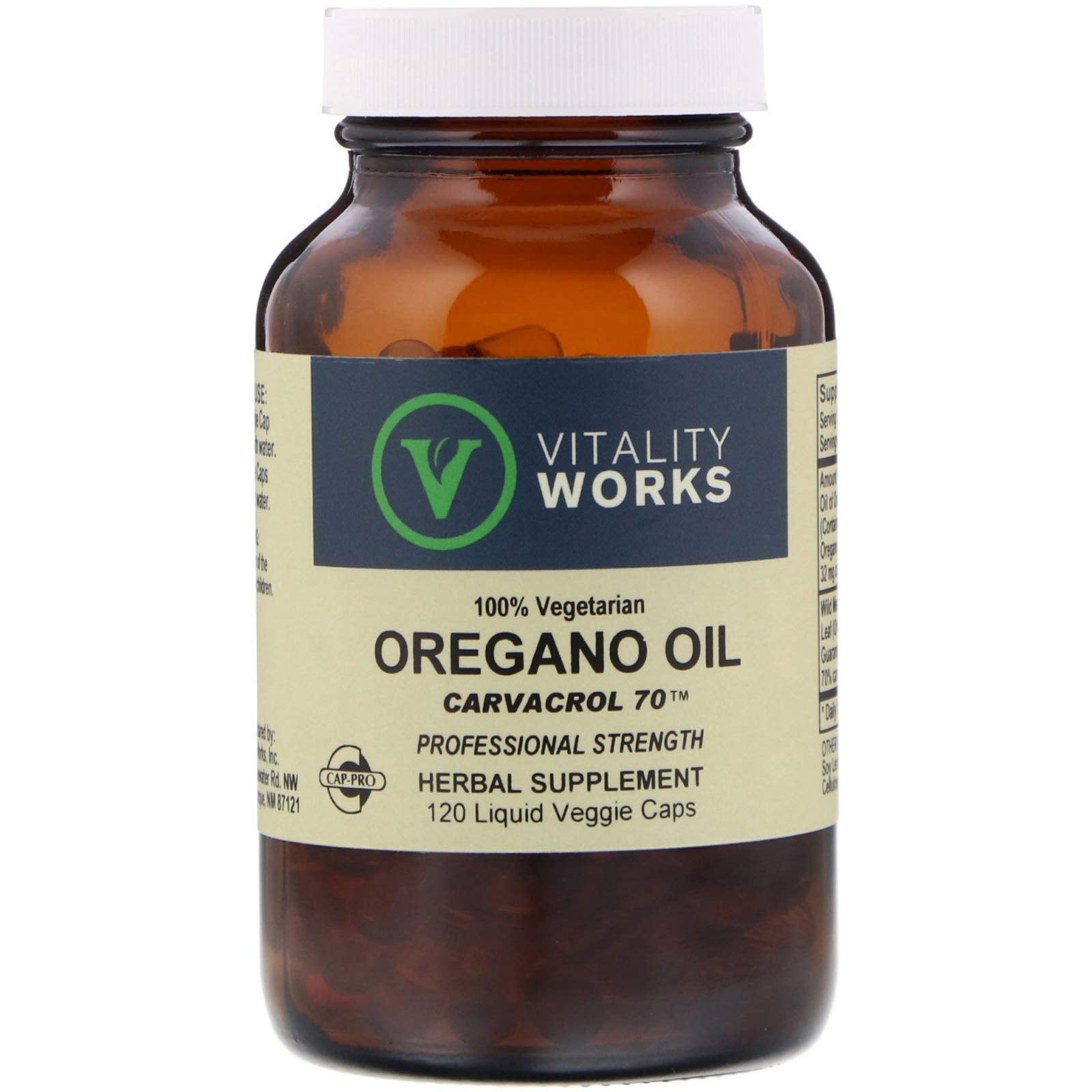 Vitality Works huile d'origan vegan en bouteille prête à l'emploi pour le soutien naturel de la routine bien-être