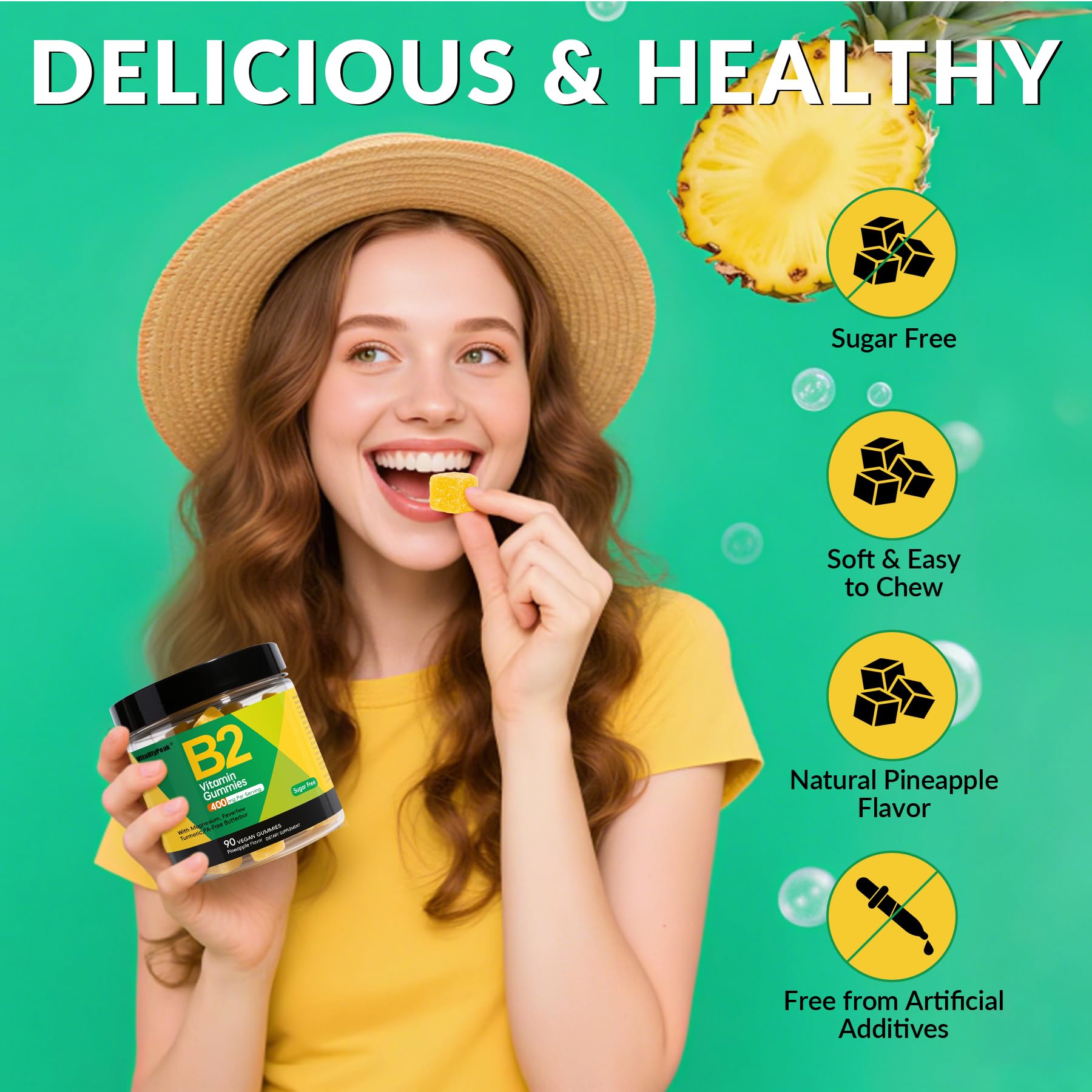 VitalityPeak étiquette vegan, ingrédients propres et transparents.