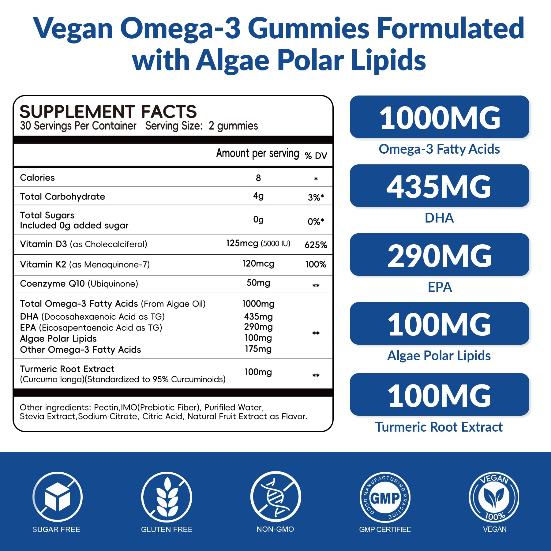 Gommes oméga-3 VitalityPeak rouges, DHA et EPA, prise quotidienne facile.
