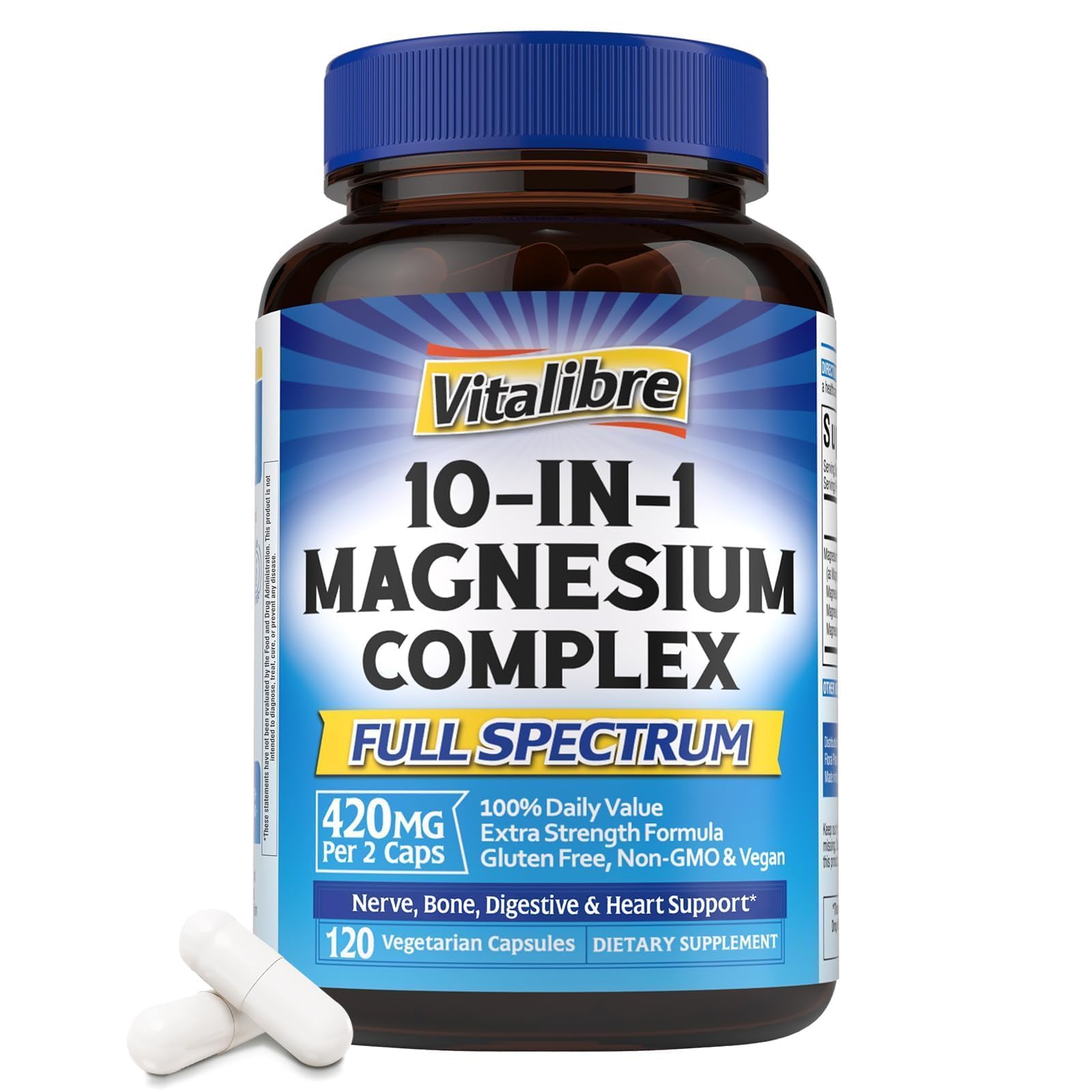 Vitalibre bouteille montrant les capsules et soutien nerveux potentiel et sommeil