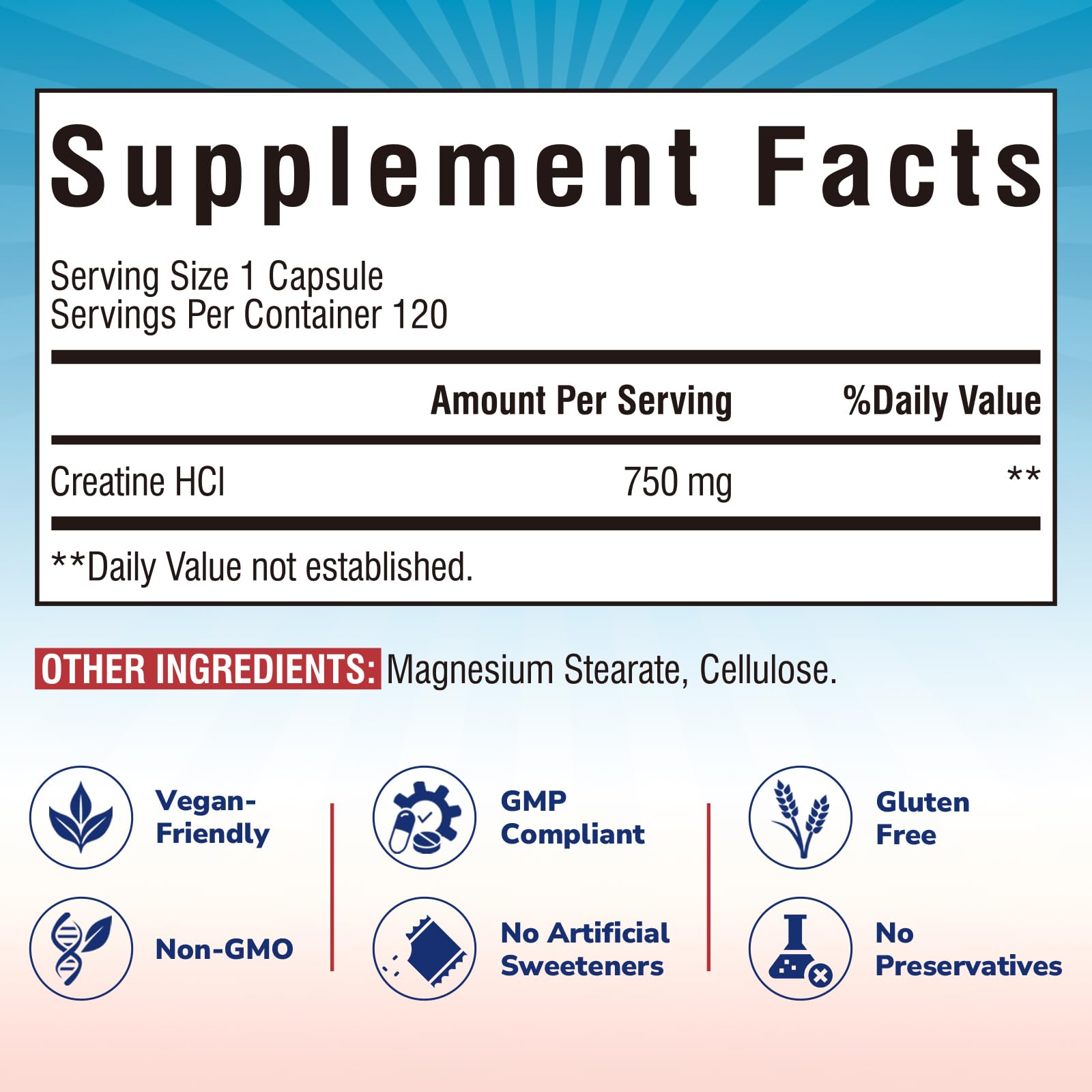 Vitalibre Créatine HCl capsules, absorption rapide pour l entraînement intensif.