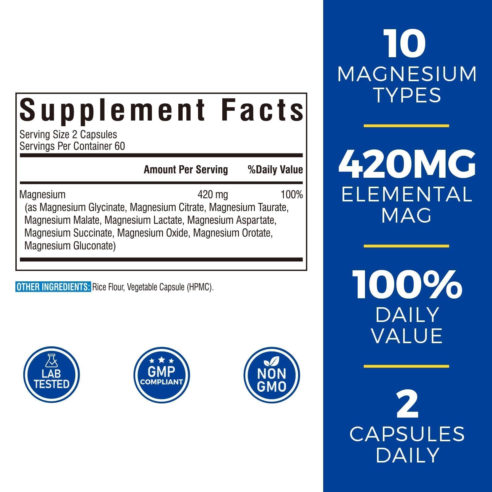 Vitalibre etiquette et capsules magnésium elementaire 420 mg