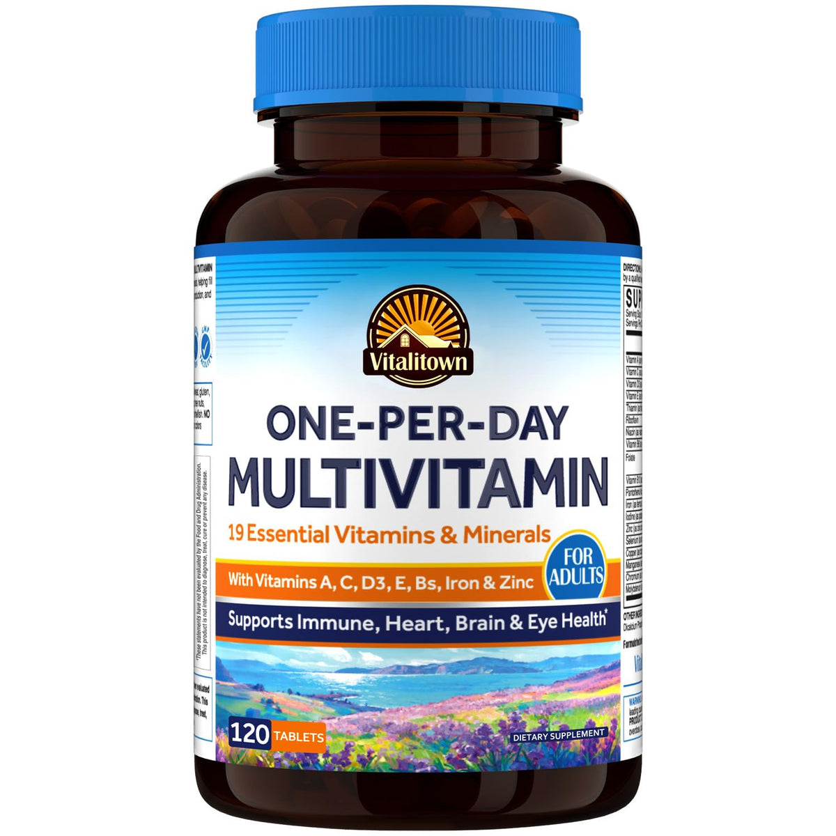 Bouteille Vitallitown Multivitamine quotidienne prête à l'emploi pour votre routine santé.