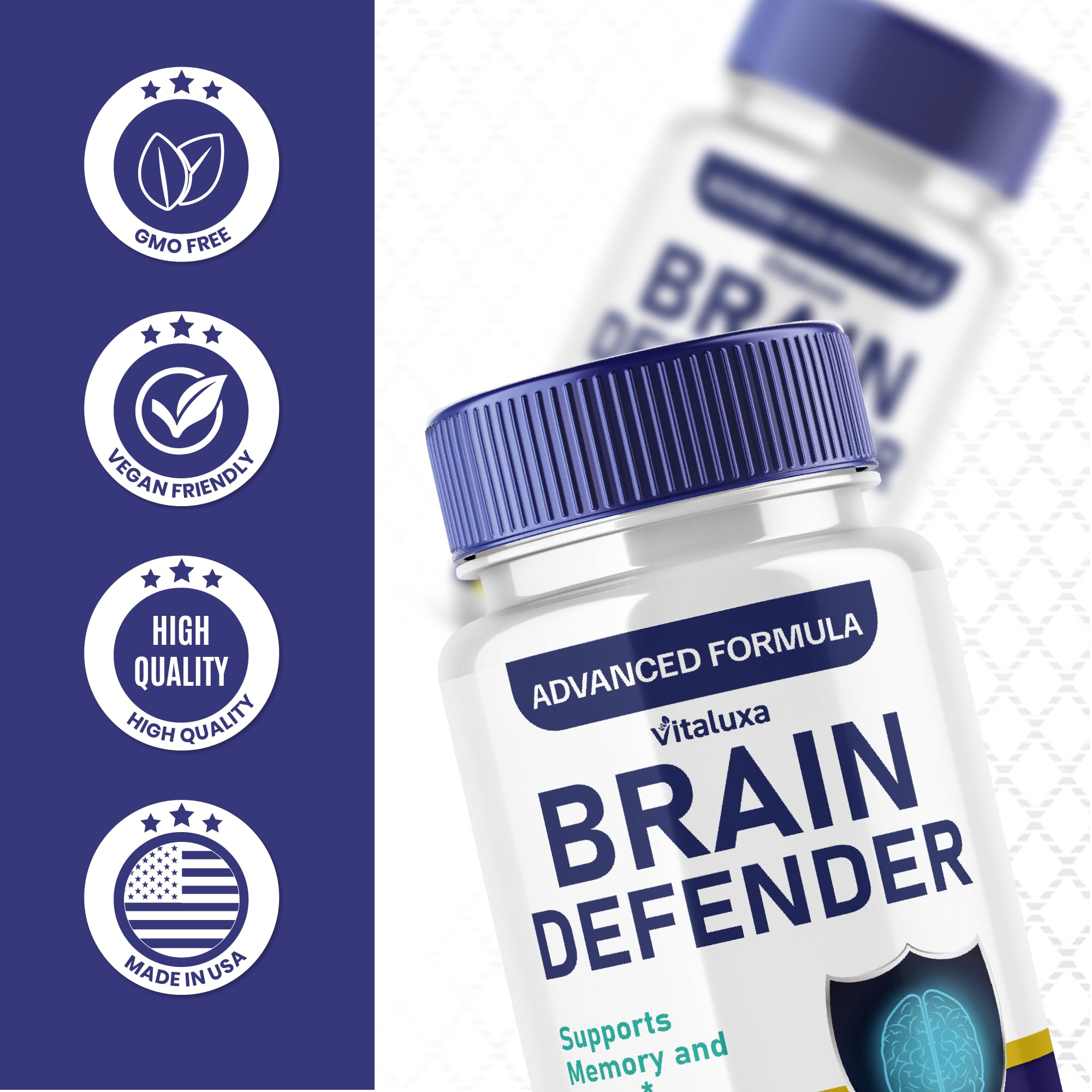 Vitaluxa Brain Defender: ensemble prêt à utiliser, parfait pour démarrer la journée.
