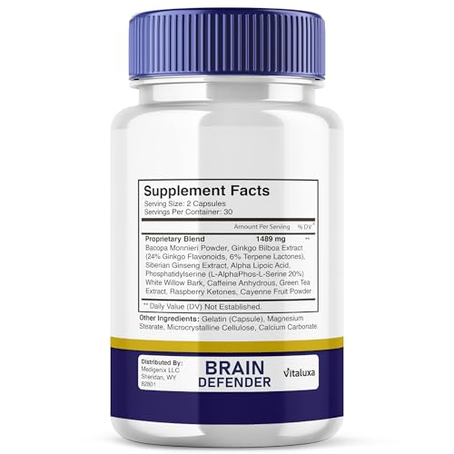 Vitaluxa Brain Defender: gélules faciles à avaler pour le soutien cognitif quotidien.