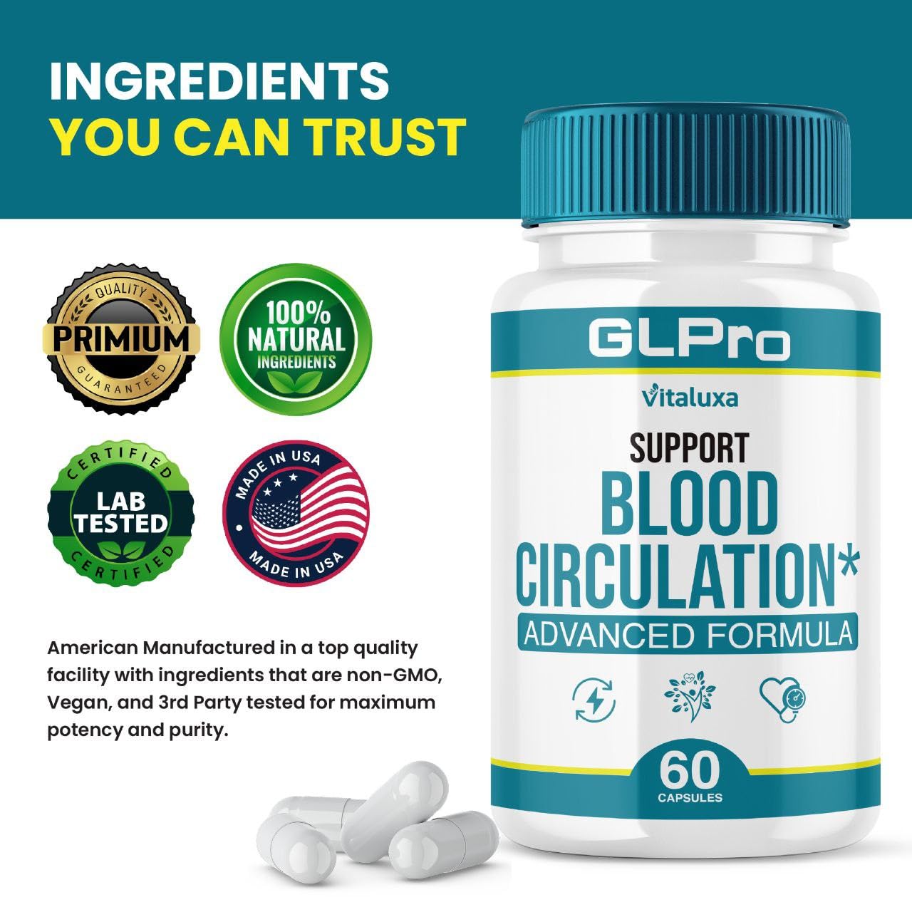 Capsules Vitaluxa GLPro, dosage quotidien facile et pratique.