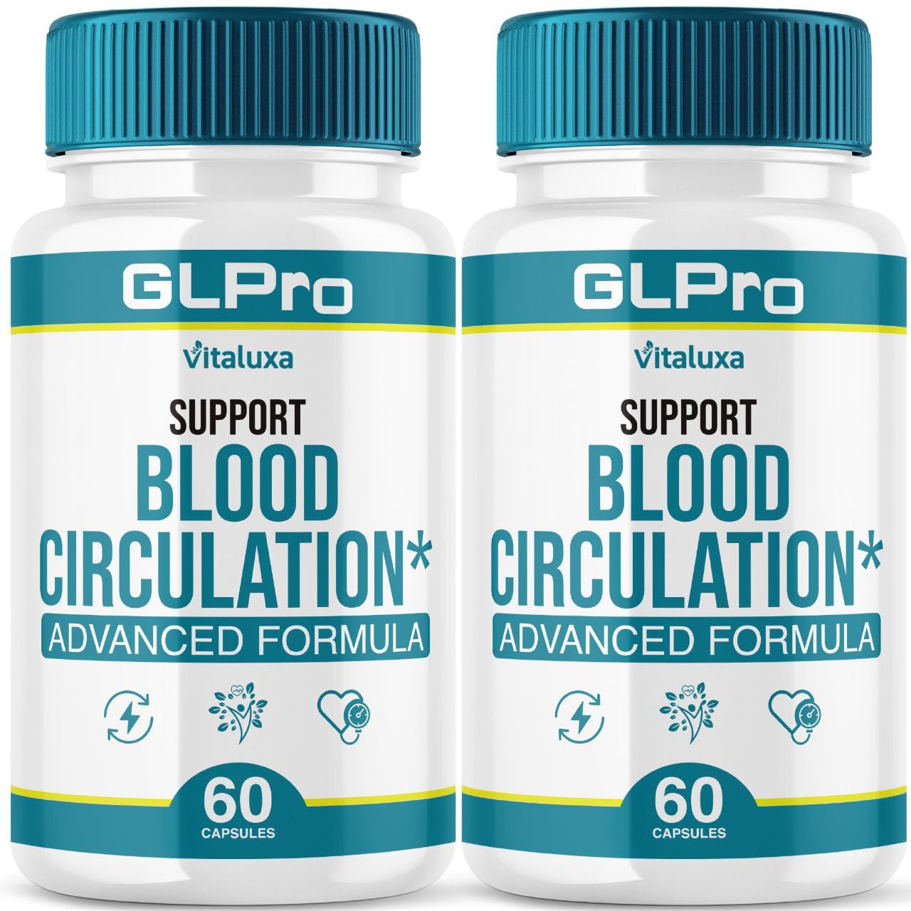 Vitaluxa GLPro pack deux bouteilles visibles, soutien sanguin potentiel au quotidien.