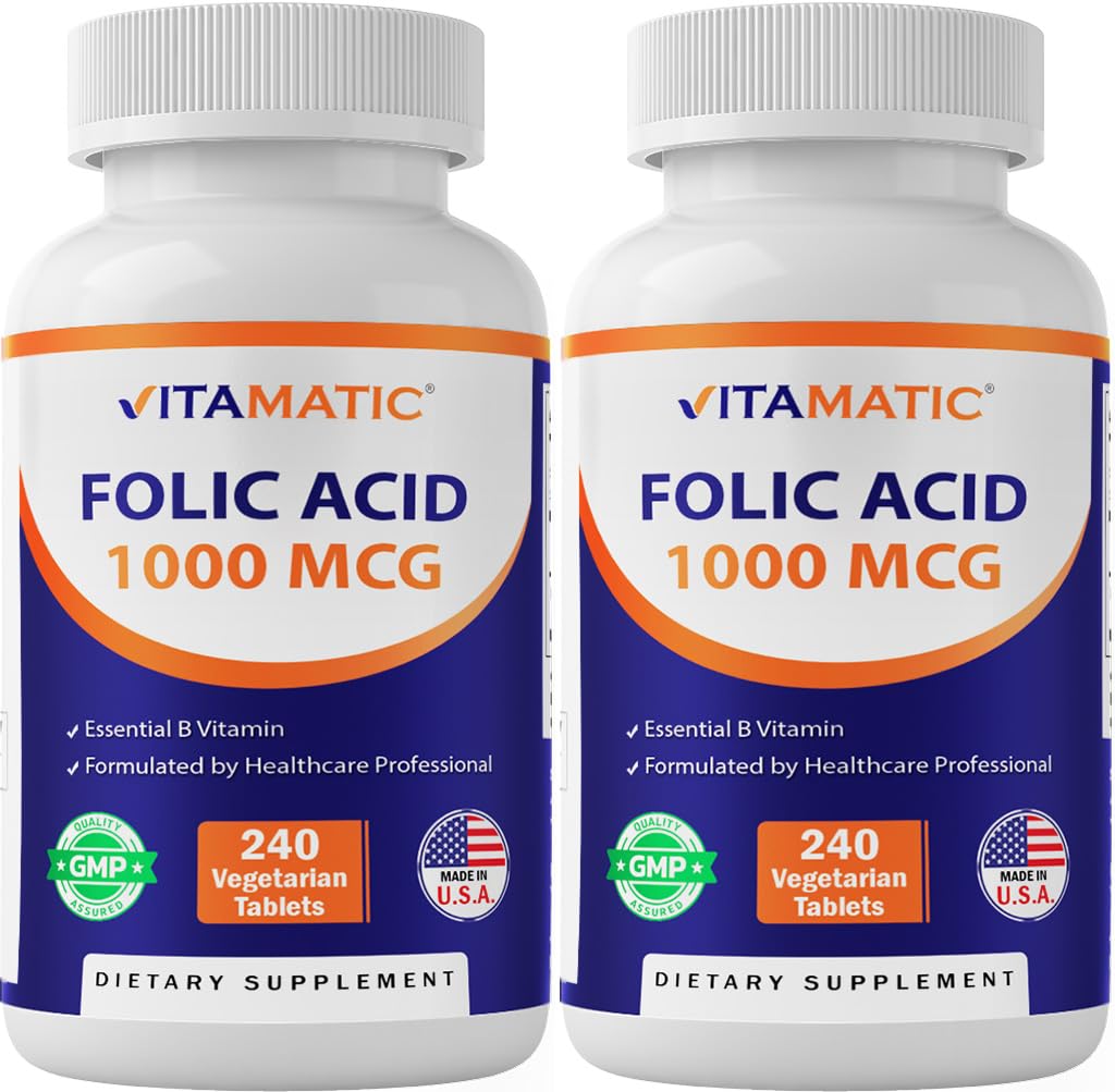 Vitamatic acide folique 1000mcg en flacon, soutien quotidien