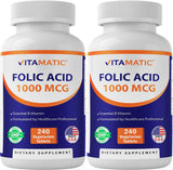 Vitamatic acide folique 1000mcg en flacon, soutien quotidien