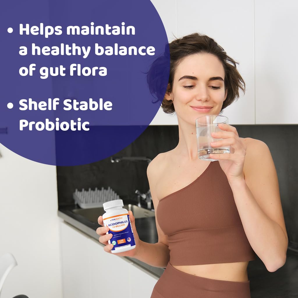 Vitamatic Acidophilus Probiotique – comprimés sans gluten et vegan.