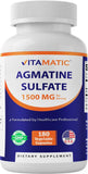 Vitamatic Agmatine sulfate en bouteille, dosage 1500 mg par portion.