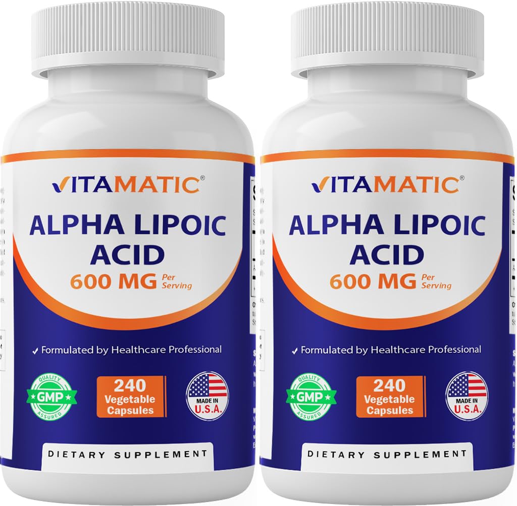 Vitamatic Alpha Lipoïque Acide 600 mg – capsules, soutien potentiel des défenses naturelles.
