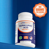 Vitamatic Alpha Lipoïque Acide 600 mg – tests labo tiers garantissant pureté.
