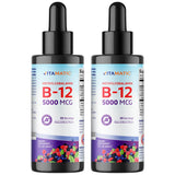 Vitamatic B12 liquide saveur framboise, bouteille 2 onces, soutien potentiel d'énergie.